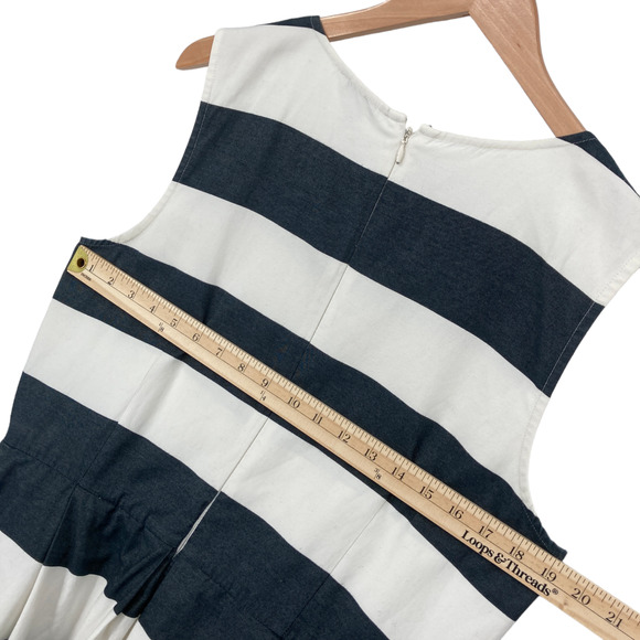 Gap Sheath Dress Women Size 14 White Gray Striped Sleeveless Round Neck Back Zip - Picture 13 of 16